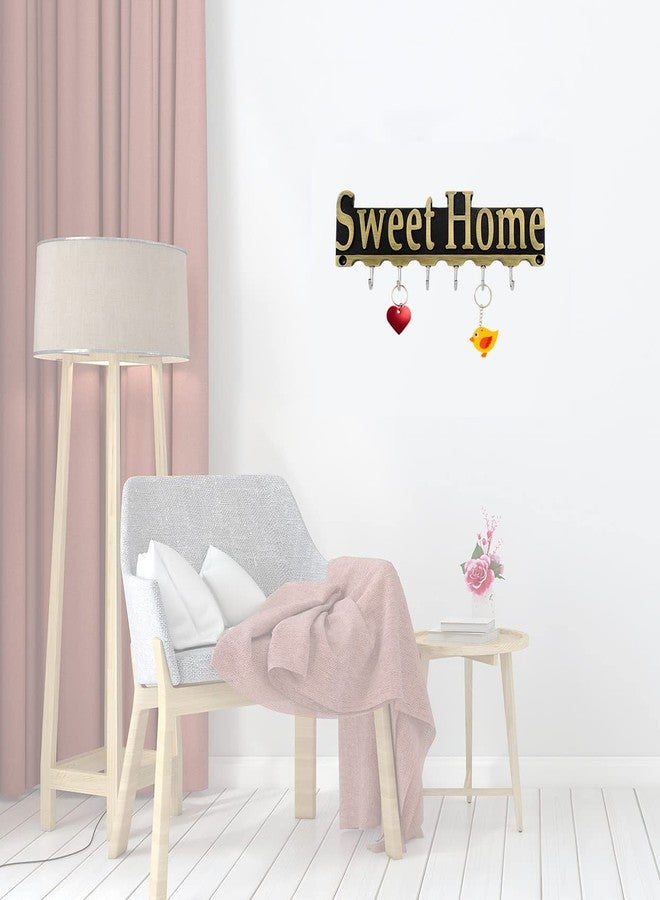 Zeetab Sweet Home Key Holder | Steel Metal Key Stand with 6 Hook Wall Mount | Home Decor Gift (Antique) - Image 3